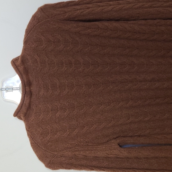 Theory Cashemere Cable Knit Mock Neck Long Sleeve Sweater Brown Size S - Picture 5 of 8